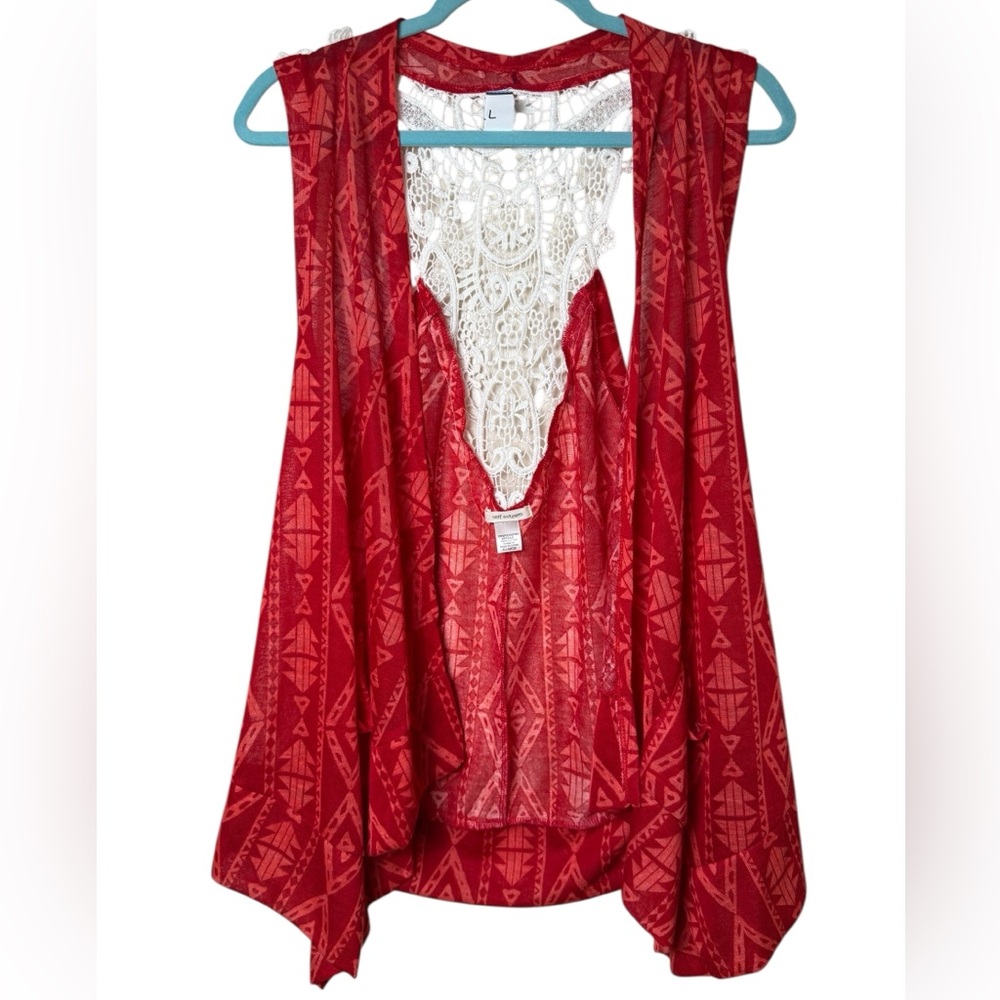 Self Esteem Red Crochet-Back Top